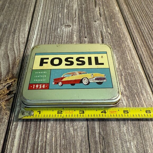 Vintage 1999 FOSSIL Collectible Watch, Wallet, Money Clip Tin w/1954 Classic Car - Picture 5 of 5